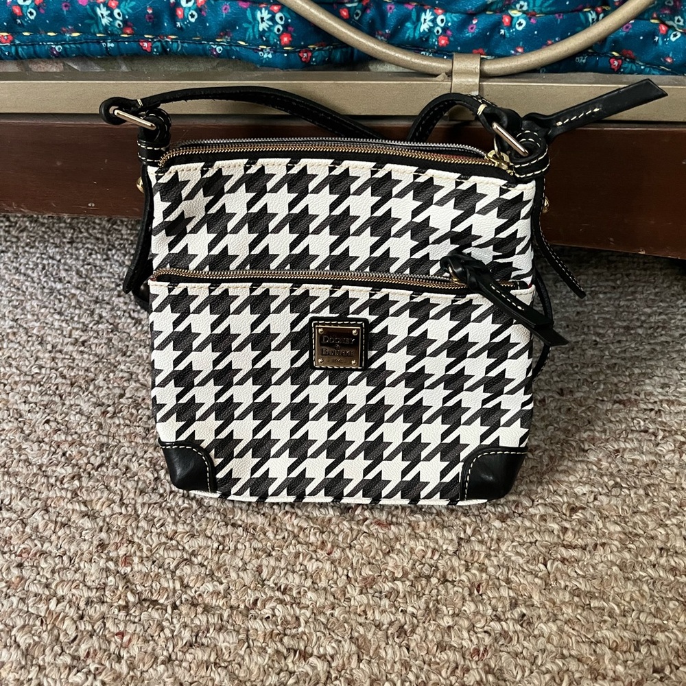 Dooney & Bourke Houndstooth Crossbody Bag Black and White